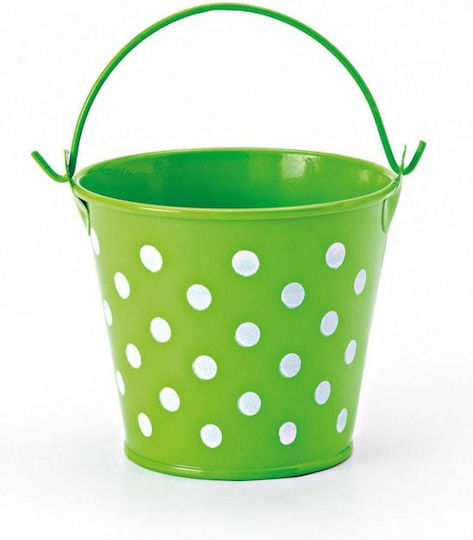 Metallic Wedding Favor Bucket Polka Dot Green Φ8.5x7 Per Set 12 Pieces