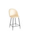 Bar Stool with Backrest Upholstered in Velvet Perch Cream 50x43x99cm