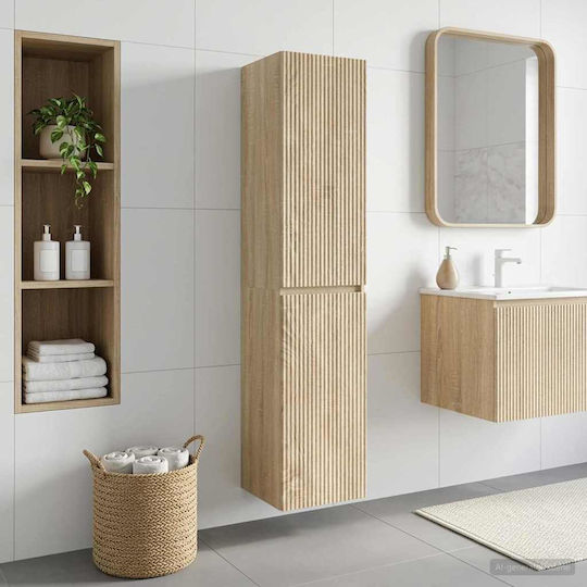 vidaXL Bathroom Column Cabinet Wall Hung M33xL34.5xH160cm Sonoma