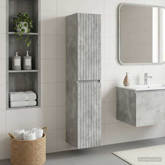vidaXL Badezimmer-Säulenschrank Wandhängeschrank M33xB34.5xH160cm Grau