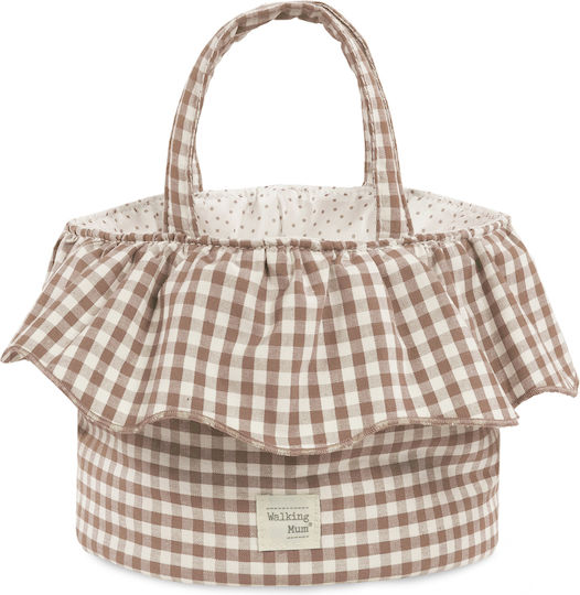Walking Mum Praline Vichy Moka Organization Basket 22x16x22 Cm 1120800742