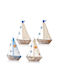 Wooden Boat Bonbonniere In Sand Color 4 Designs 11x15cm Per Set 8 Pieces