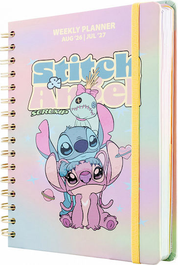 Academic Diary Spiral Hardcover 2026/2027 Weekly 12 Months 15x21cm Disney Lilo & Stitch