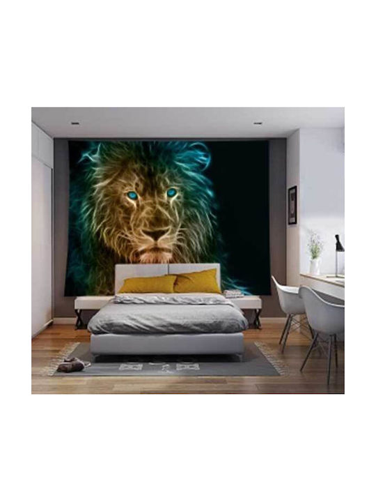 FRIPIA Wandbehang Handgefertigte Königliches Löwe mit Leuchtenden Effekten aus Stoff 150x130cm