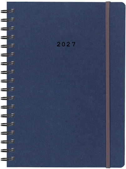 Next Natural Daily Agenda 2027 Blue Spiral 17x25cm Personalization
