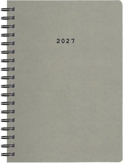Next Ημερήσια Ατζέντα Classic 2027 Γκρι Σπιράλ 17x25εκ. (με Προσωποποίηση)