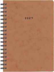 Next Дневен Дневник B5 2027 Кафяв Спирала 17x25...