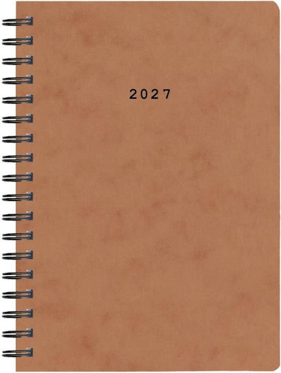 Next Daily Agenda 2027 Brown Spiral 17x25cm (with Personalization)