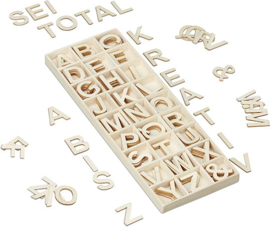 Relaxdays Set Litere Din Lemn 162 Piese Bej 1.5x30x11 Cm
