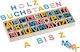 Relaxdays Set Litere Din Lemn Colorate 324 Bucăți Albastre Galbene Roz 2.5x30x10.5 Cm