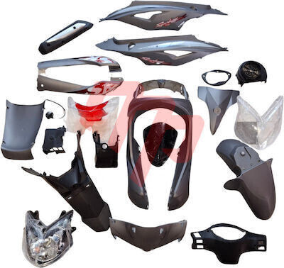 Symphony Sr 50 125 150 Plastic Kit Suit Genuine Type Including Front Headlight Glass Speedometer Flasher Gray Matte