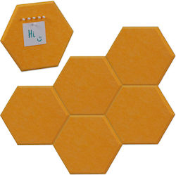 Set 6 Panouri Hexagonale din Plută Galbene 26x0.9x30 Cm