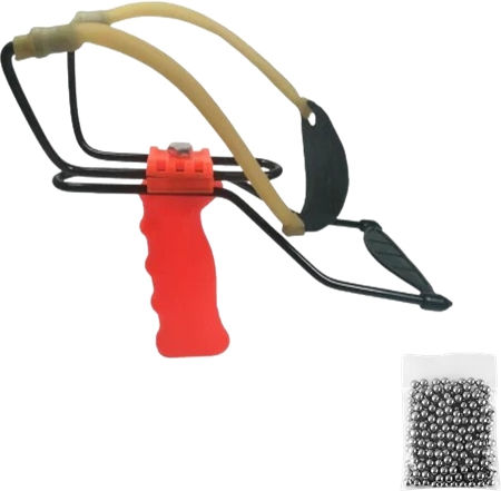 Set Profesional Praștie Metalică Suport Antebraț 100 Bile Metalice 12 Mm 20 Cm Portocaliu
