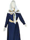 Adults Traditional Costume Kalymnos with 2 Rows Necklace Deep Blue