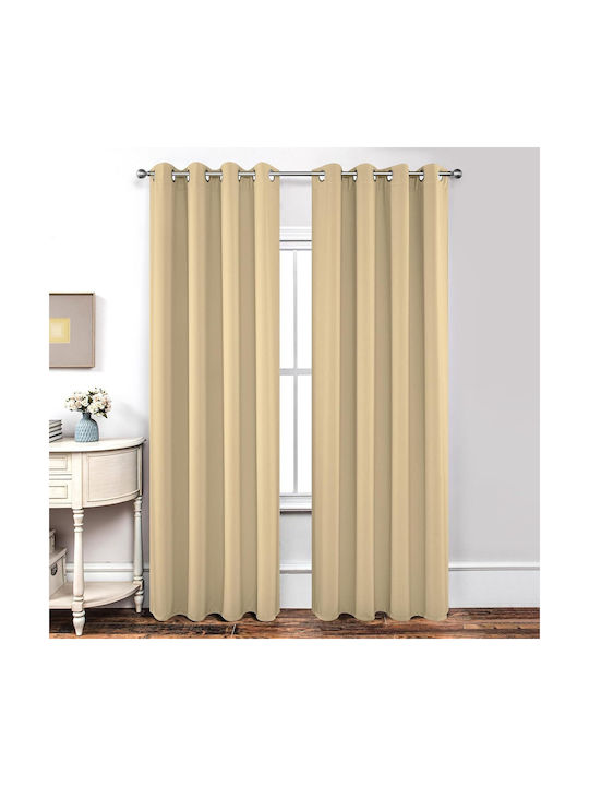 Joydeco Set Perdele Opace Cu Capse Bej 132x210cm