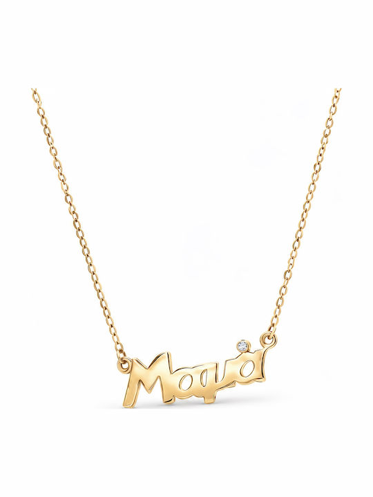 Daskalakis Necklace Mum From 9 K Gold With Zircon