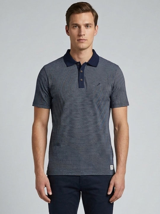 Polo Herrenbluse Blau Streifen 16165-Blau