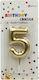 Cake Candle Number 5 Gold 8cm
