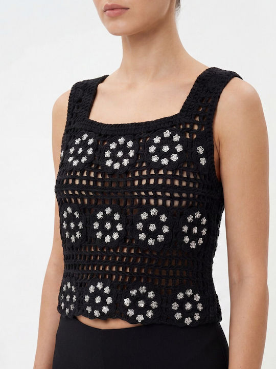 Cavalieri Damen Bluse Ärmellos Schwarze
