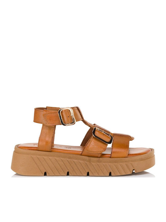 Lady Shoes Leather Sandals Tabac Brown