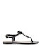Damen Flache Schwarze Sandalen