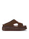 Leder Flache Damen Sandalen Flatforms Braune