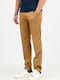 Pantaloni Chino Elastici în Croială Dreaptă Camel