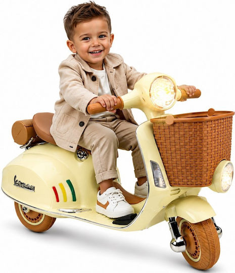 Motocicletă Pentru Copii Vespa Electrică 12 Volți Bej Pentru 3+ Ani