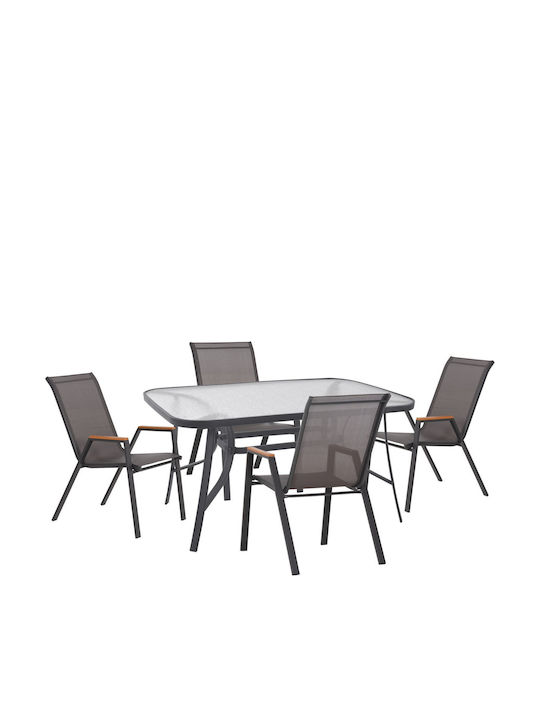 Garten- und Outdoor-Möbelsets für Speisesaal Grau 5 Stück