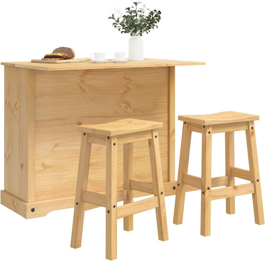 vidaXL Outdoor Bar Set 3 Pieces with Candle Honey
