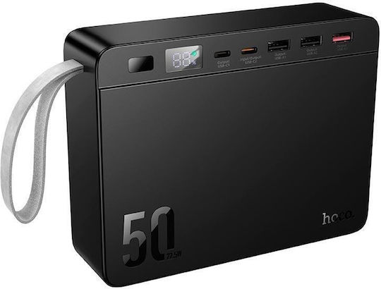 Hoco J166 Carretera Power Bank 50000mAh 22.5W με 3 Θύρες USB-A και 2 Θύρες USB-C Power Delivery / Quick Charge 2.0 / Quick Charge 3.0 Μαύρο