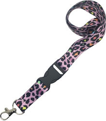 Keychain Neck Strap Pink Leopard
