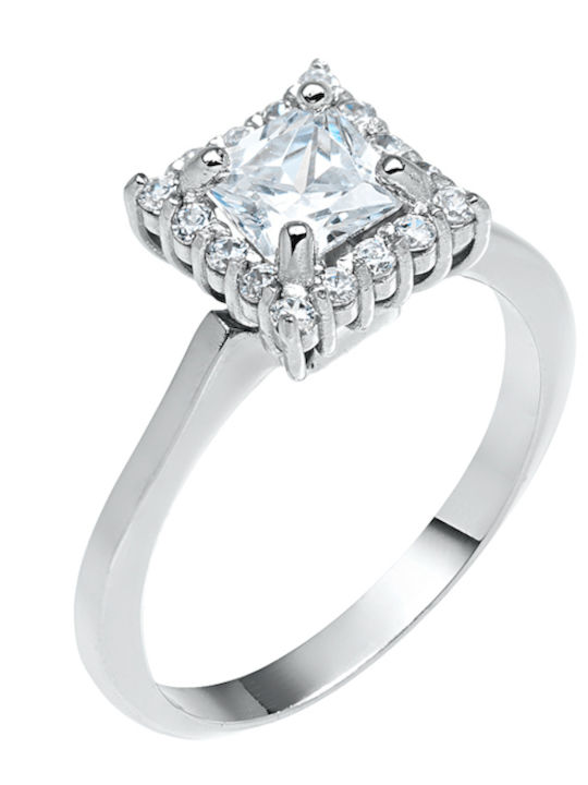 Elite Single Stone Ring in 14K White Gold with Zircon