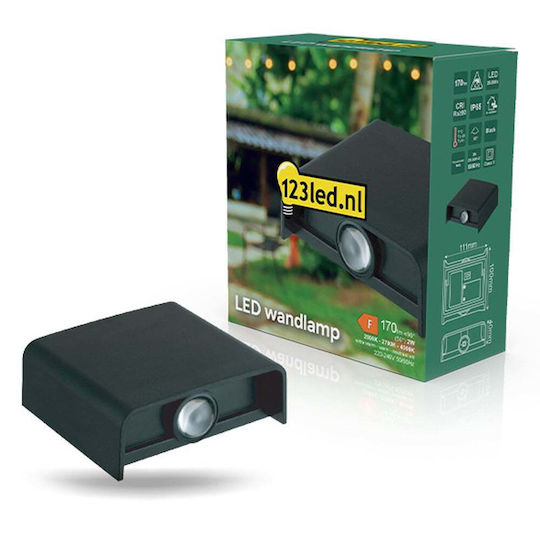 123led Iluminat Exterior Montat Pe Perete Led Ip65 2w Cu Alb Cald Dublu Fascicul 11.1x10cm