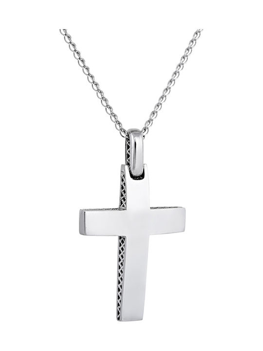 Damen Weißgold Kreuz 14K mit Kette
