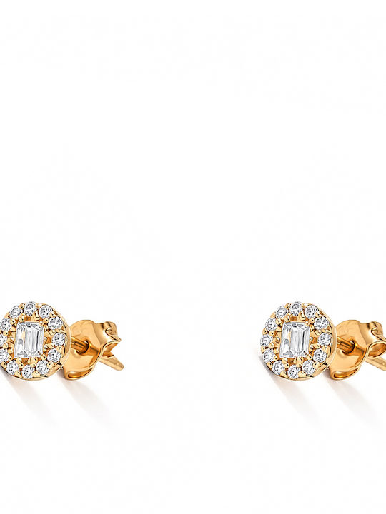 Daskalakis Single Gold Plated Stud Earring with Diamond
