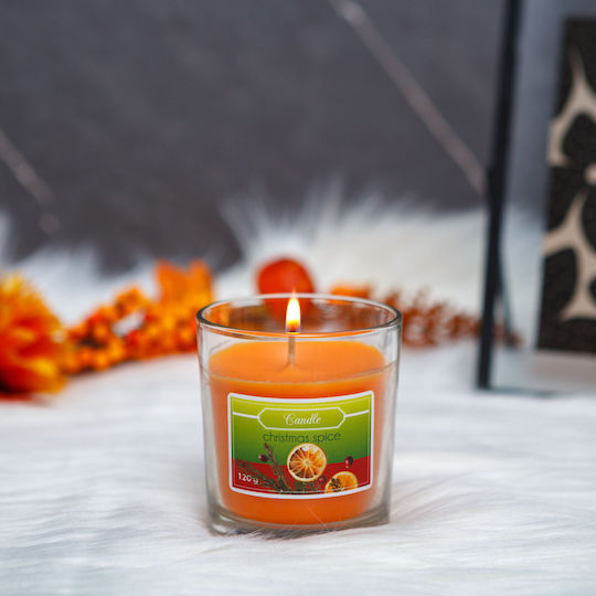 Christmas Glass Candle Orange 7.8x7cm