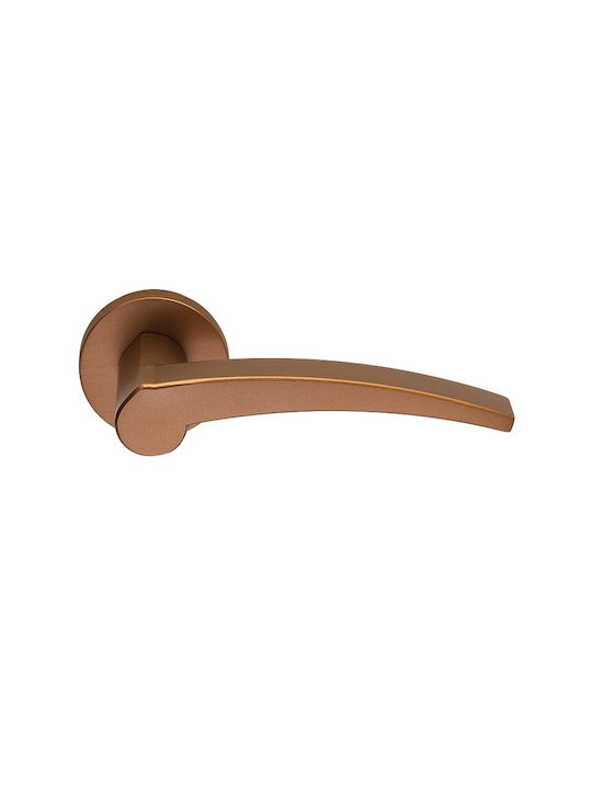 Zogometal Middle Door Lever with Rosette 2131 Pair with Mouthpiece Copper Aged