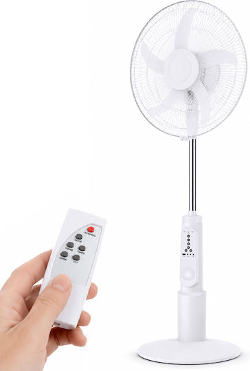 Bakaji Ανεμιστήρας Ορθοστάτης 55W Διαμέτρου 40cm με Τηλεχειριστήριο Λευκός