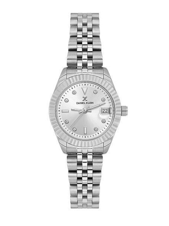 Daniel Klein Womens Battery Watch With Silver Metal Bracelet