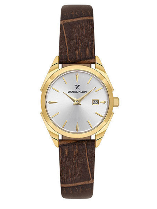 Daniel Klein Womens Watch 34mm Battery with Brown Leather Strap