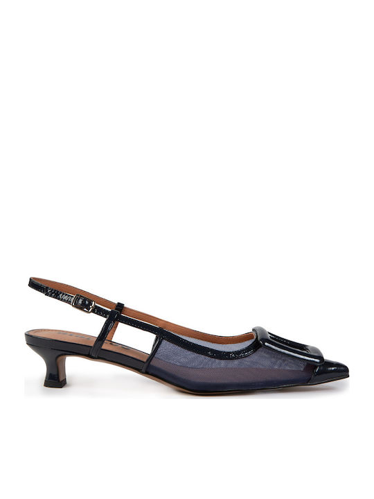 Leather Navy Blue Heels