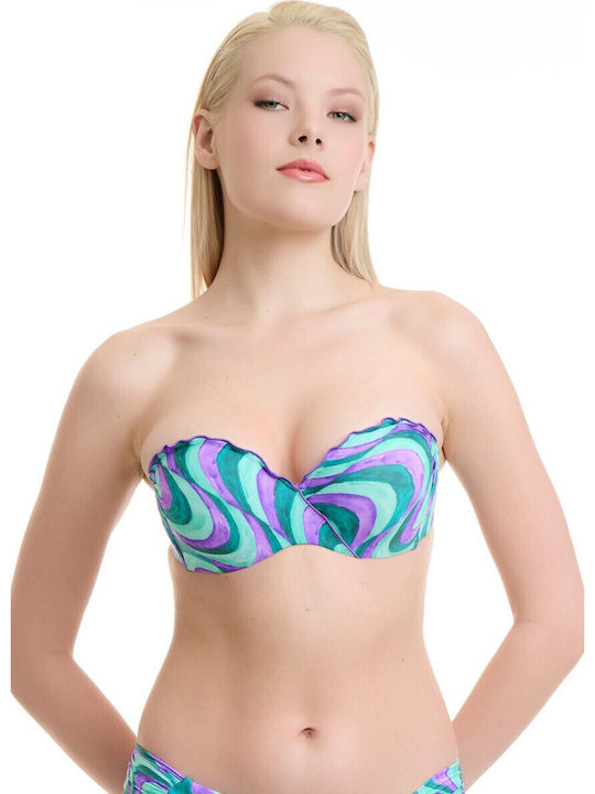 Strapless Bikinioberteil Mit Polsterung Grünes Lila