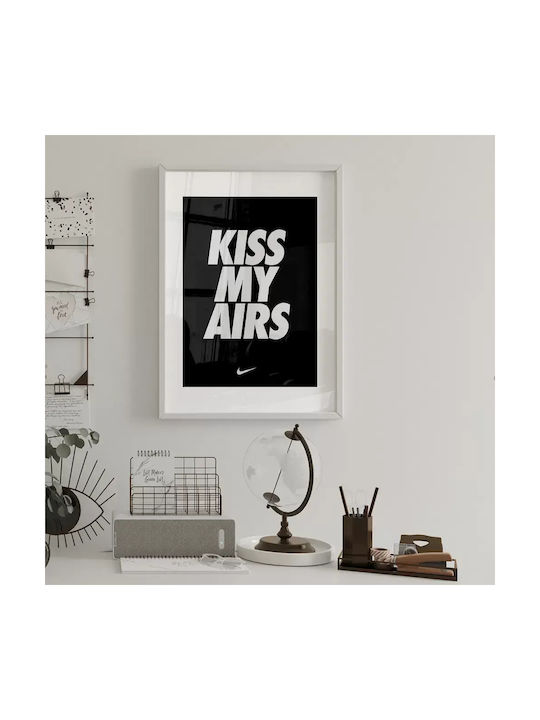 Poster Kiss My Airs Black & White Sneakers Snk136 40cm X 50cm Λευκή Ξύλινη Κορνίζα