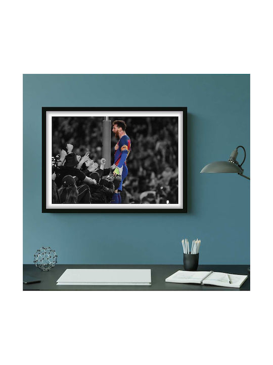 Poster Messi Barca Sc037 40cm X 50cm White Wood...
