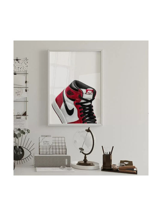 Poster Chicago Air Jordan 1 Snk41b 40cm X 50cm White Wooden Frame