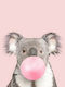 Kids Wall Art Koala with Pink Bubble with White Frame Wooden 40x50cm