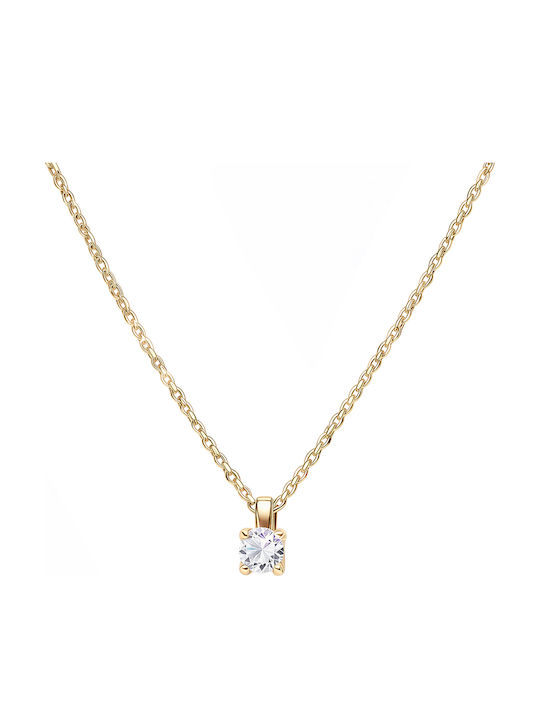 Daskalakis Necklace Solitaire In 9 K Gold With Diamond & Black Zircon