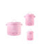 Set of 3 General Use Food Jars with Metallic Pink Lid 3 Pieces
