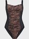 Costum de Baie Întreg Animal Print Negru/Leopard